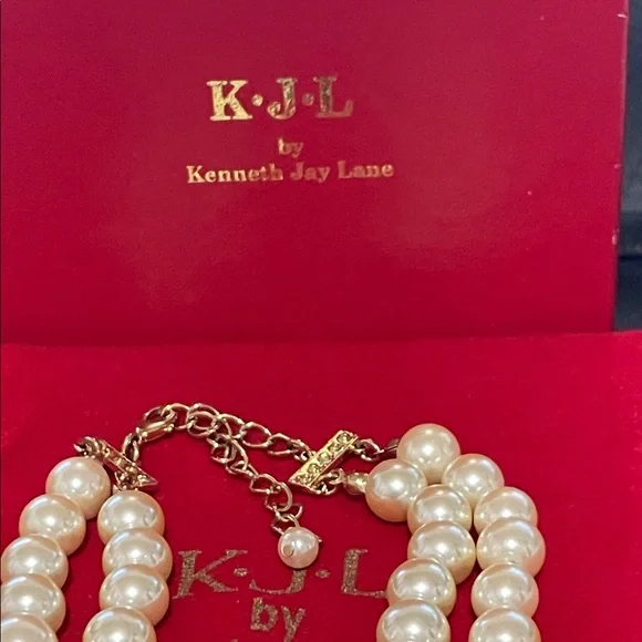 Kenneth Jay Lane Double Strand Pearl Necklace - Picture 5 of 5